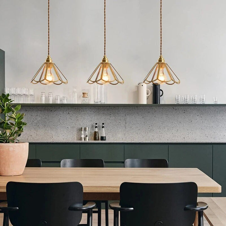 BrassGlow | Stylish Retro Glass Pendant Light for Kitchen and Dining 6