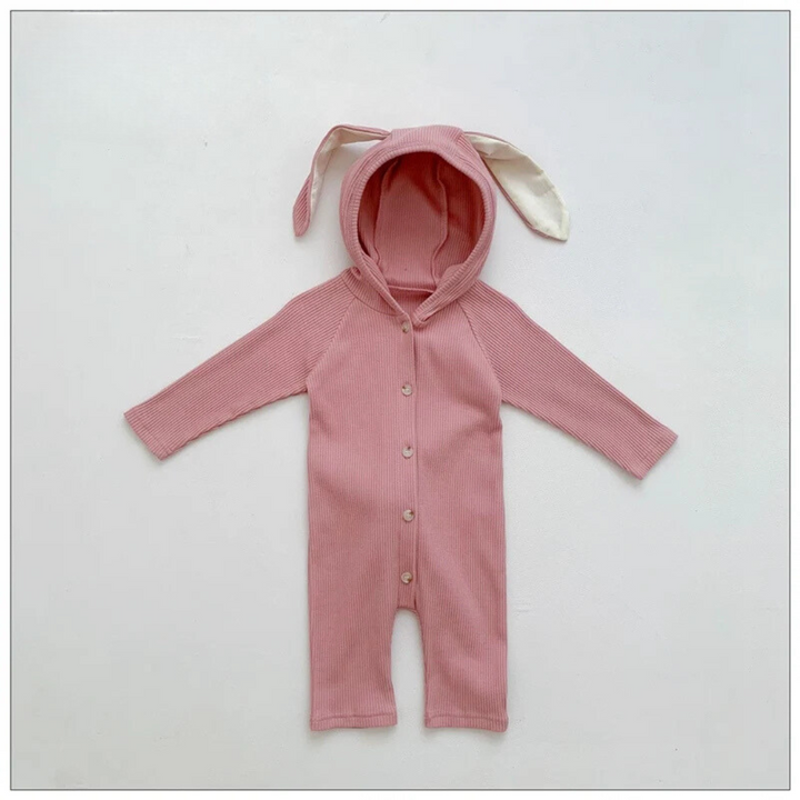 BunnySnug™ – Ribbed Romper with Rabbit Tail – Unisex Baby Outfit 0