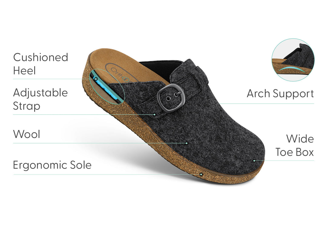 CharcoalWool | Comfortable Stylish Clogs for Women with Adjustable Strap 2