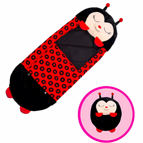 Children’s 2-in-1 Sleeping Bag Pillow Cartoon Design Cotton Fleece Cozy Travel 2