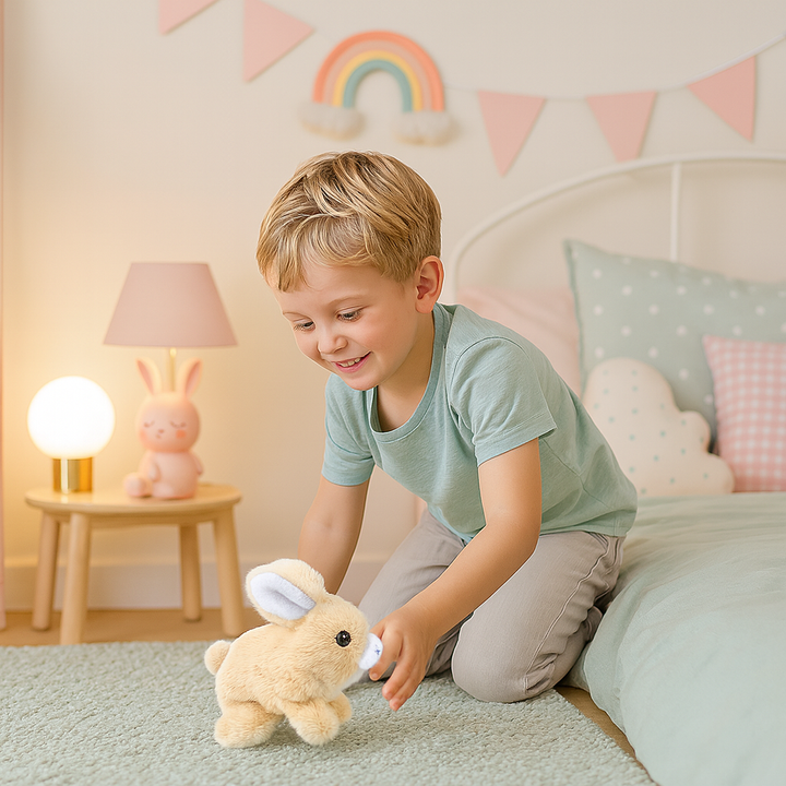 Children’s Interactive Plush Bunny Stuffed Animal Soft Fabric Jumping Toy 1