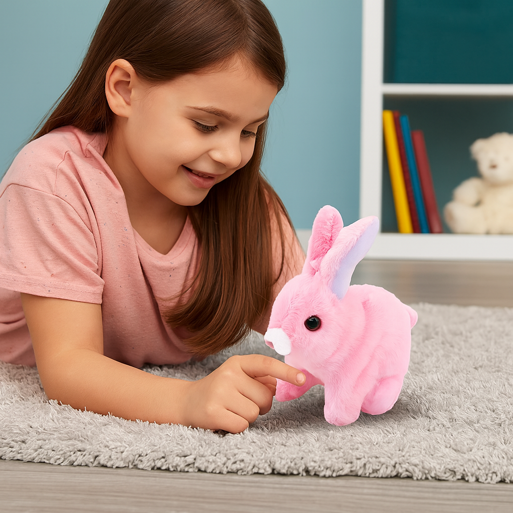 Children’s Interactive Plush Bunny Stuffed Animal Soft Fabric Jumping Toy 2