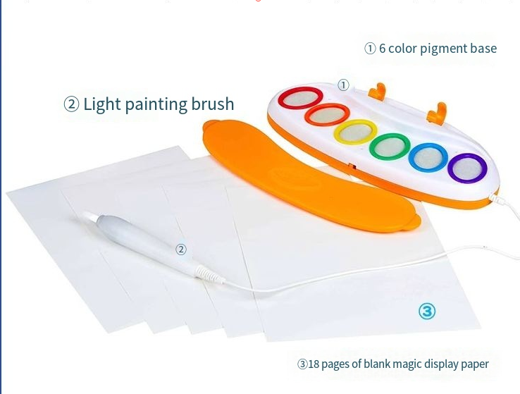 Children’s Magic Paint Set Stain-Free Light-Up Brush Creative Kit pH-Activated Ink 5