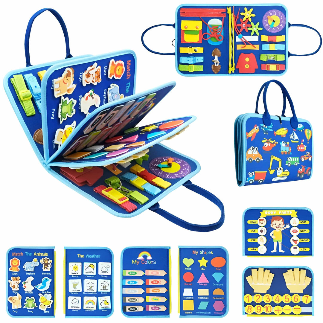 Children’s Montessori Book Interactive Learning Activities Zippers Laces Buttons Soft Fabric 0