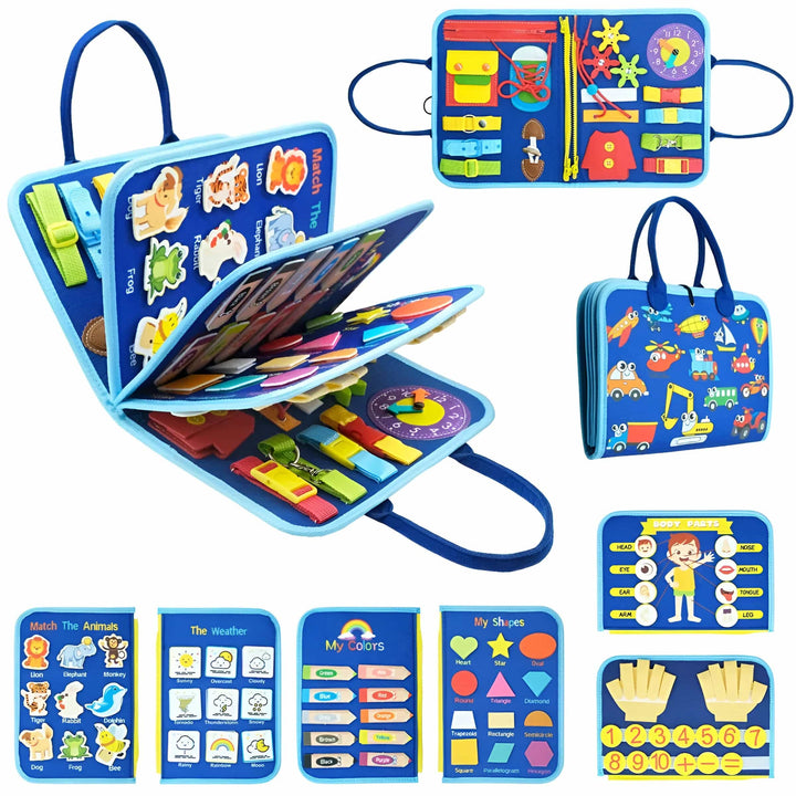 Children’s Montessori Book Interactive Learning Activities Zippers Laces Buttons Soft Fabric 0