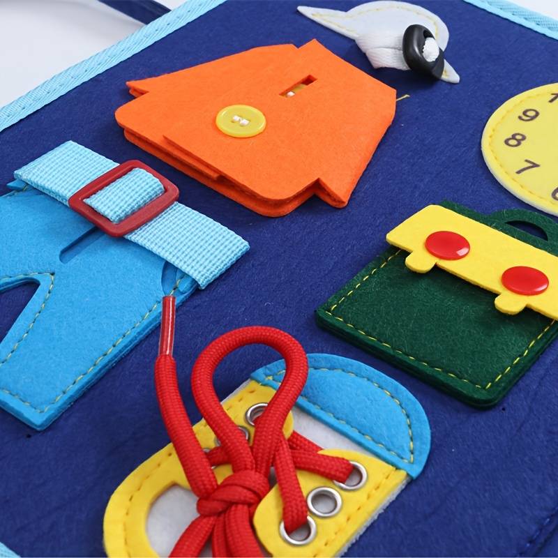 Children’s Montessori Book Interactive Learning Activities Zippers Laces Buttons Soft Fabric 2