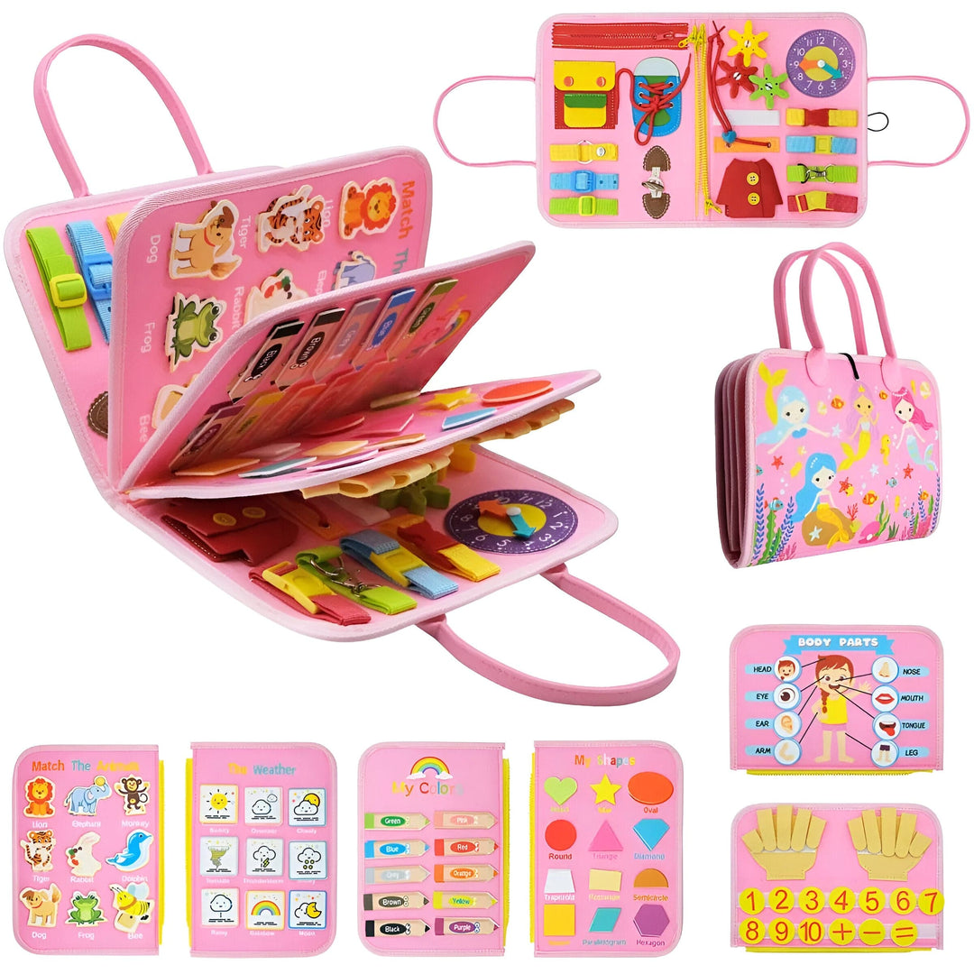 Children’s Montessori Book Interactive Learning Activities Zippers Laces Buttons Soft Fabric 7