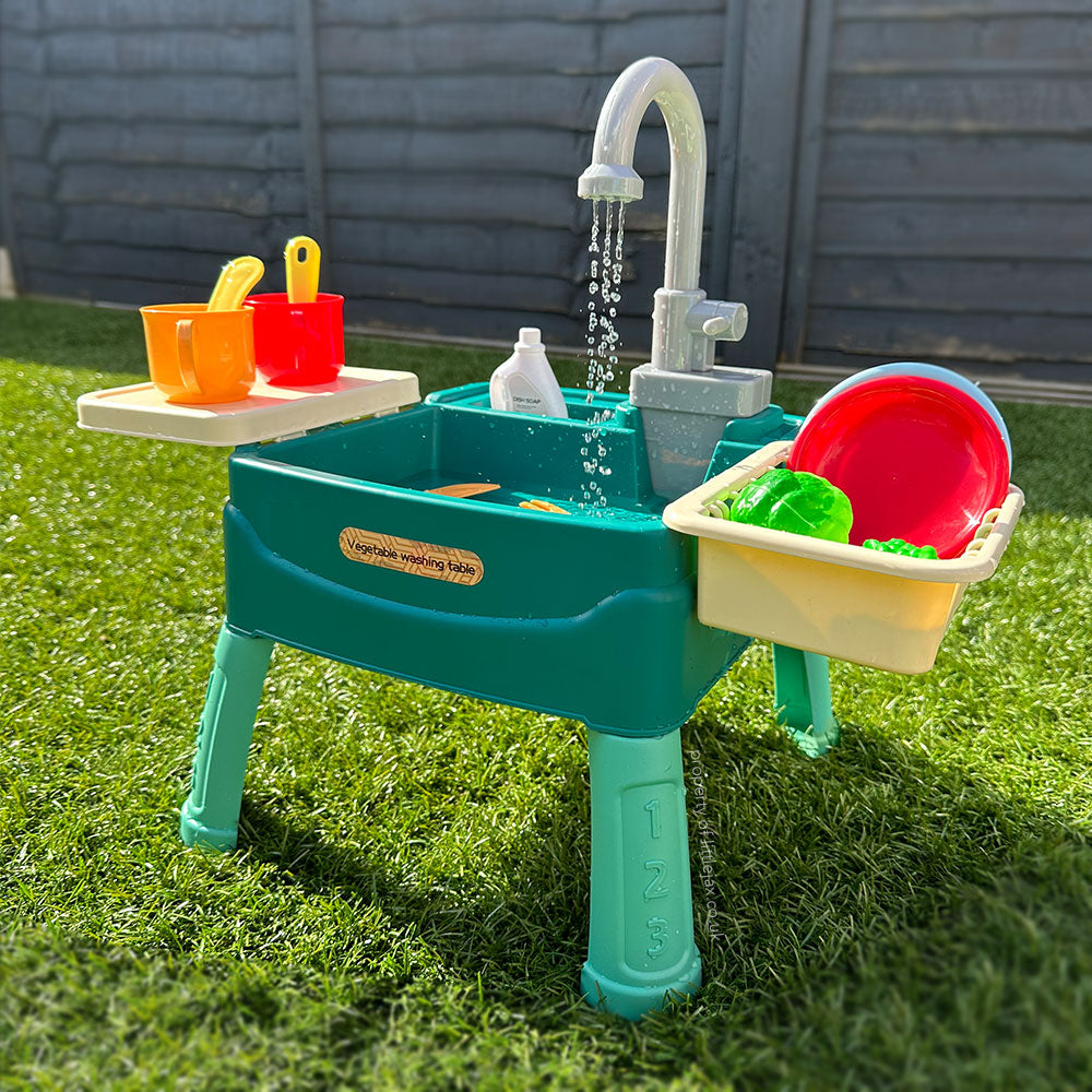 Children’s Play Kitchen with Running Water and 19 Accessories Durable ABS Plastic 0