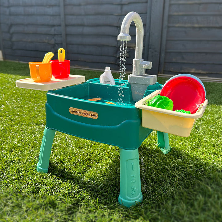 Children’s Play Kitchen with Running Water and 19 Accessories Durable ABS Plastic 0