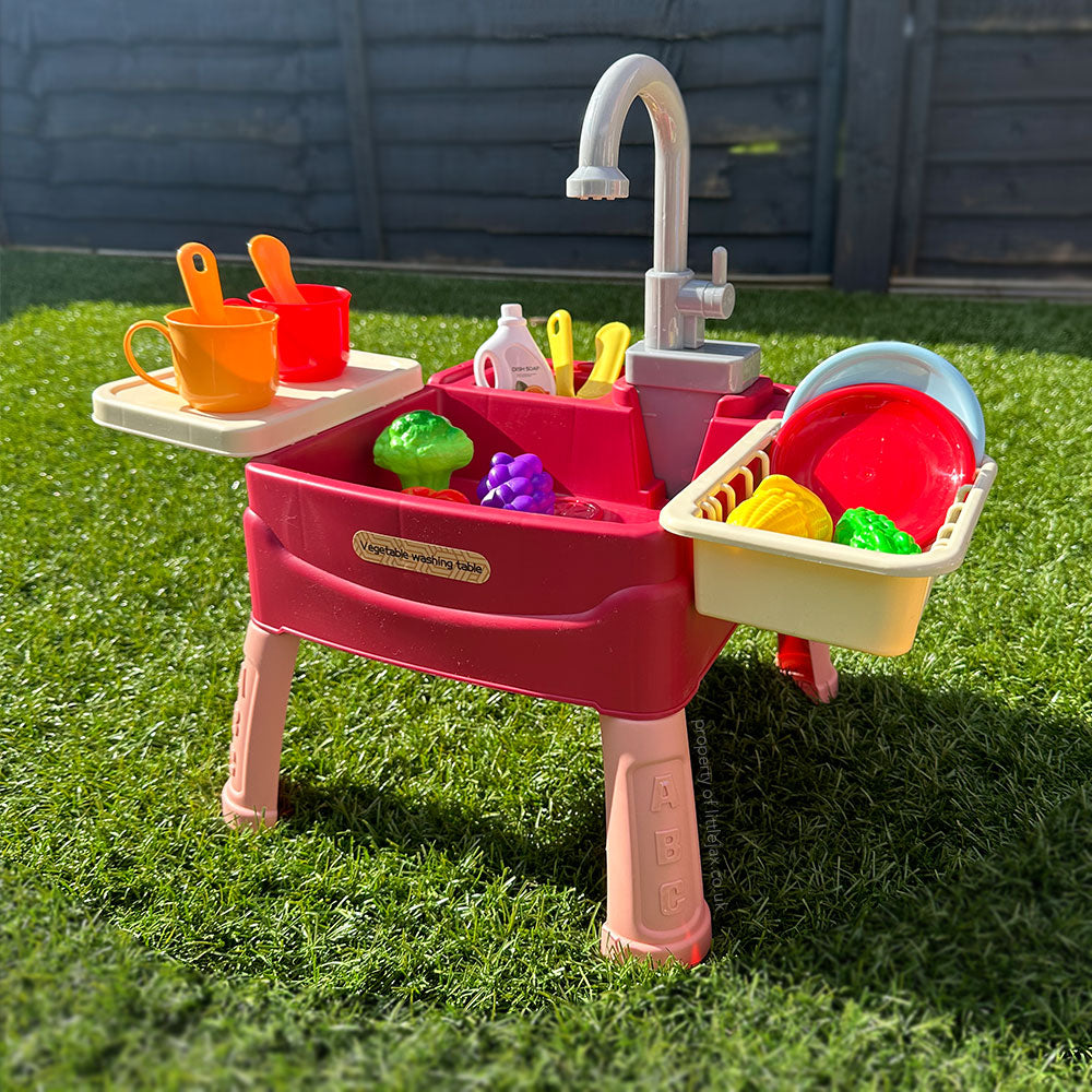 Children’s Play Kitchen with Running Water and 19 Accessories Durable ABS Plastic 1