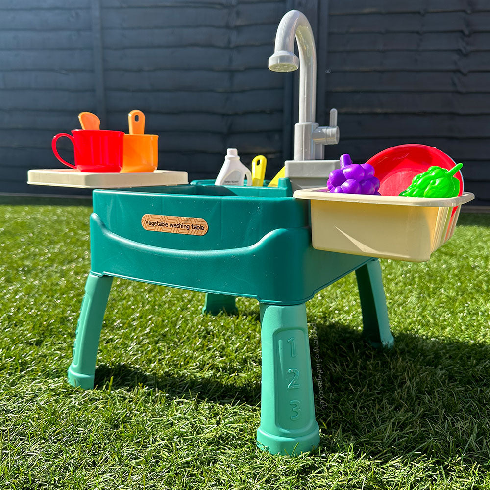Children’s Play Kitchen with Running Water and 19 Accessories Durable ABS Plastic 2