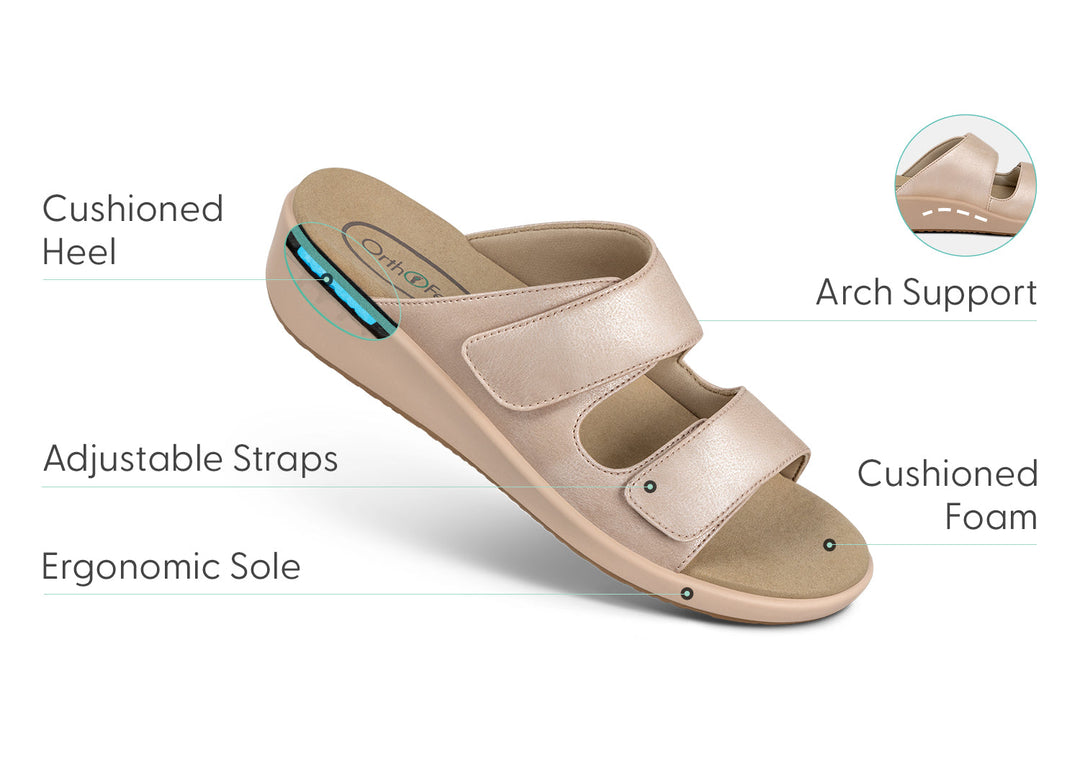 Cruz | Elegant Dusty Rose Pink Wedge Sandals with Ortho-Cushion Support 4