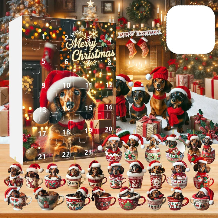DachshundCharm | Playful Acrylic Dog Advent Calendar for Holiday Countdown 2