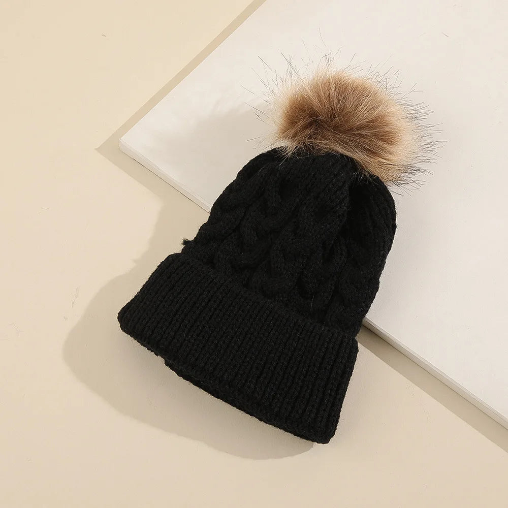 Dames Muts Met Pompon Gebreid Acryl Casual Wintermode 0