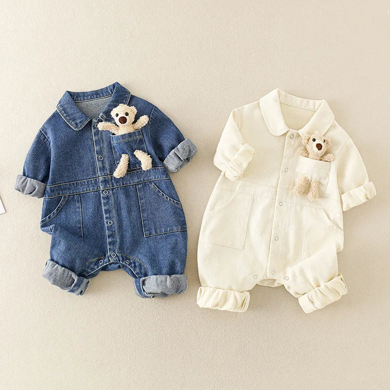 Dames Spijker Jumpsuit Comfortabele Pasvorm 100% Katoen Blauw 1