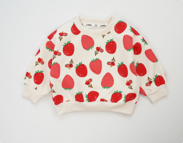 Dames Sweater Aardbei Print Casual 100% Katoen 0