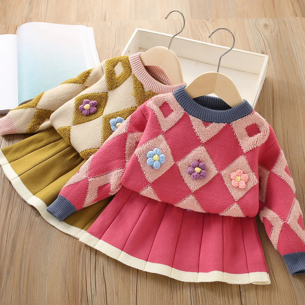 Dames Vintage Gebreide Pullover en Rok Warm Materiaal 1