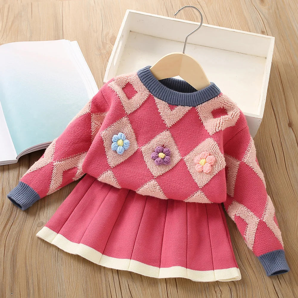 Dames Vintage Gebreide Pullover en Rok Warm Materiaal 2