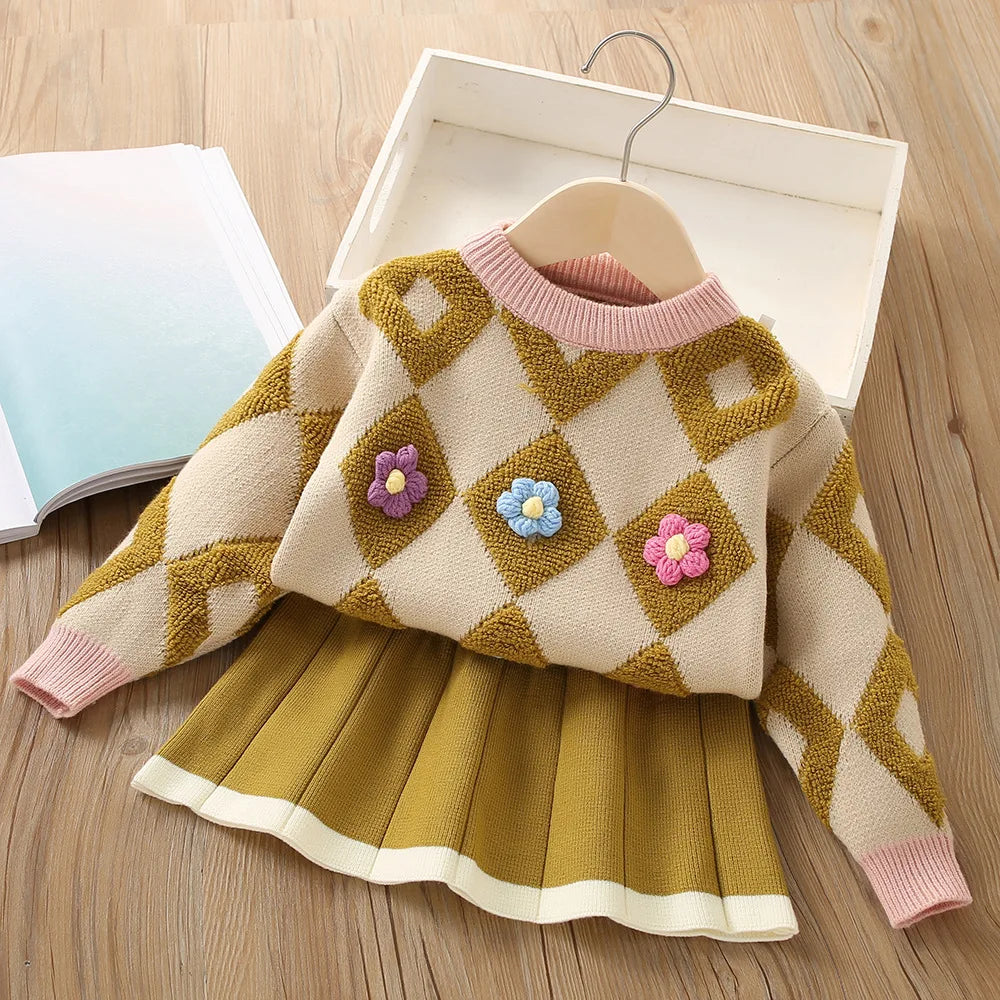 Dames Vintage Gebreide Pullover en Rok Warm Materiaal 3