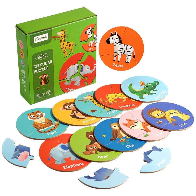 Dierenpuzzel voor Kinderen – 3-delige Houten Puzzel voor Creativiteit en Logisch Denken – Veilig en Duurzaam, 15x15x4,5 cm 0