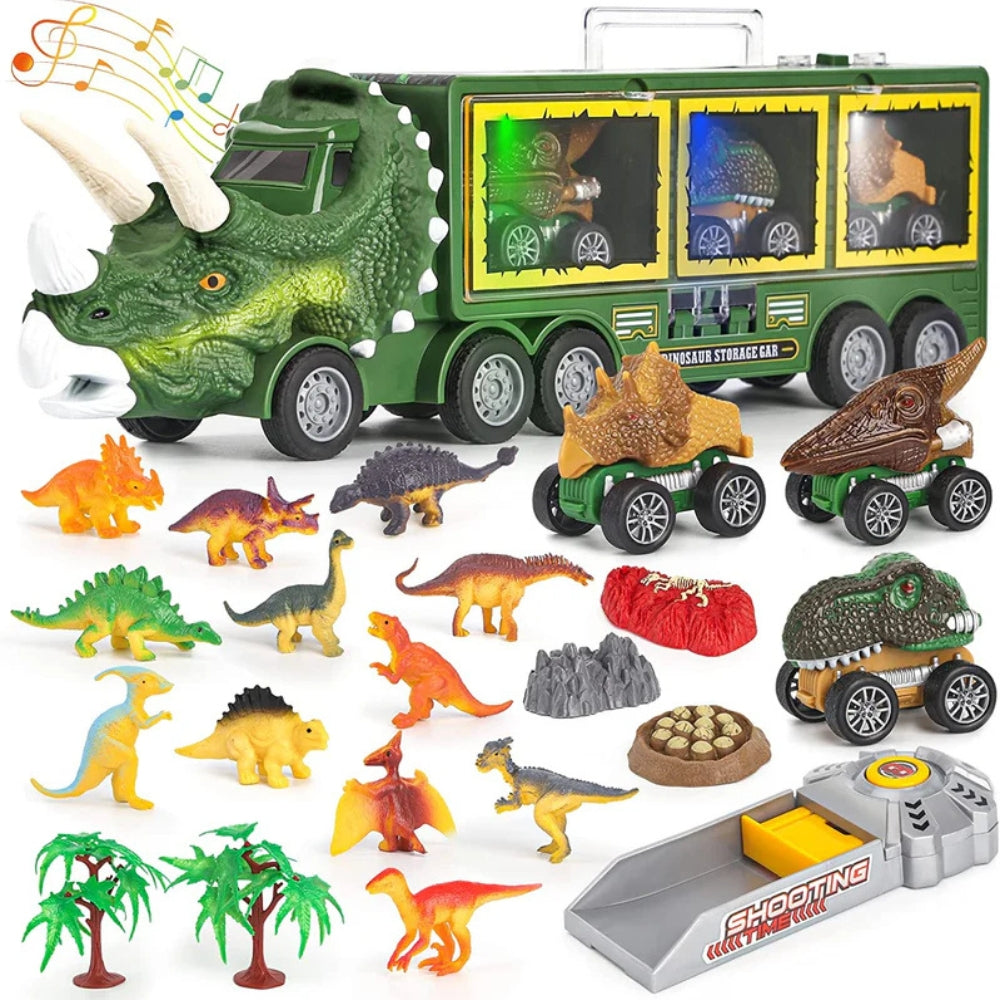 DinoHaul – Dinosaur transport truck toy with mini cars and sound effects 1
