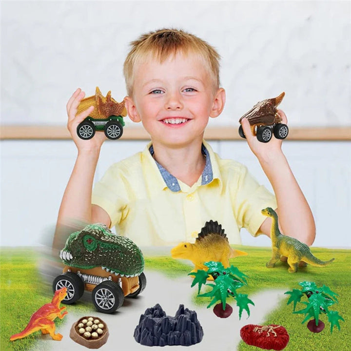 DinoHaul – Dinosaur transport truck toy with mini cars and sound effects 3