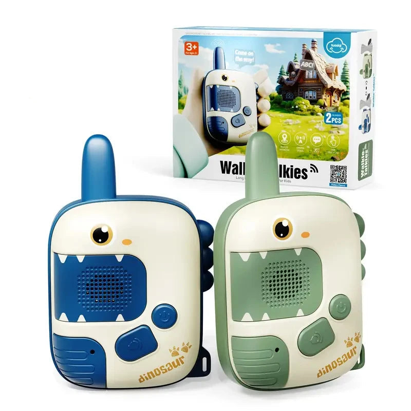 Dino Walkie Talkie voor Kinderen met Groot Bereik tot 300 Meter – Veilige en Draagbare Communicatie in Blauw/Groen 0