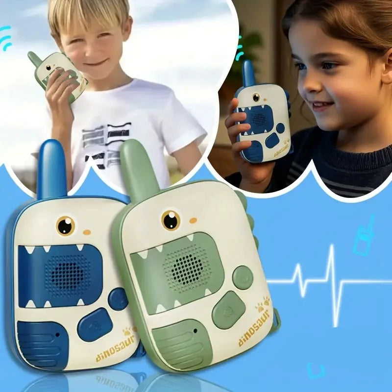 Dino Walkie Talkie voor Kinderen met Groot Bereik tot 300 Meter – Veilige en Draagbare Communicatie in Blauw/Groen 2