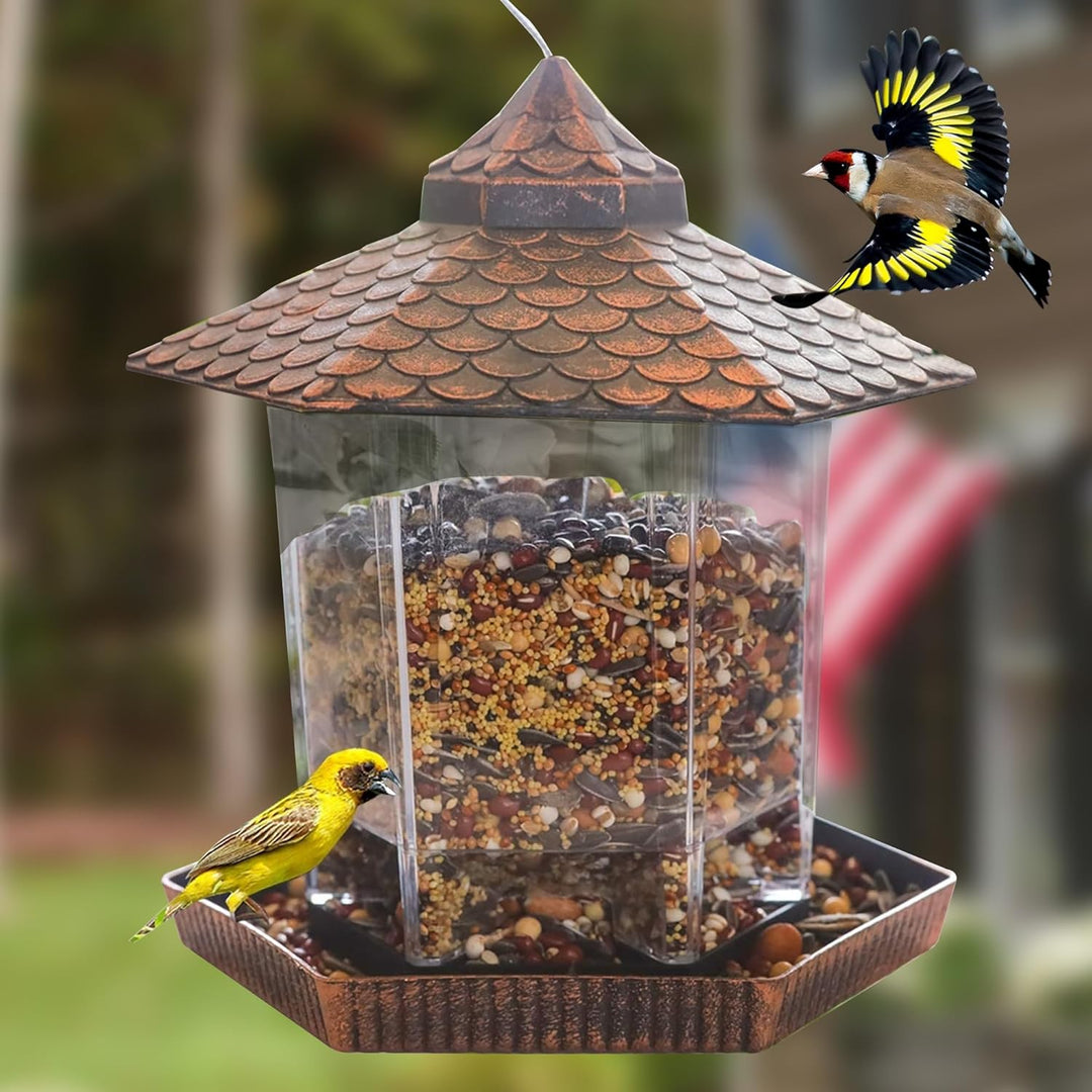 EcoHaven | Stylish Durable Hanging Bird Feeder with Copper Roof 0