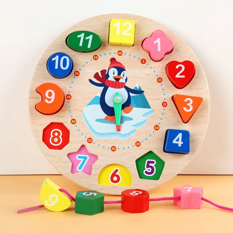 Educatief Speelgoed Houten Klok Klokkijken Kleuren Herkennen Voor Kinderen 2-3 Jaar 0