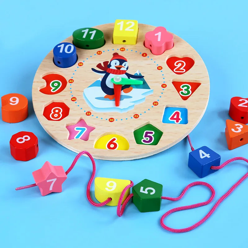 Educatief Speelgoed Houten Klok Klokkijken Kleuren Herkennen Voor Kinderen 2-3 Jaar 4