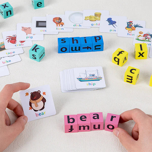 Educatief Spel voor Kinderen Engelse Woorden Houten Blokken Montessori 3+ 0