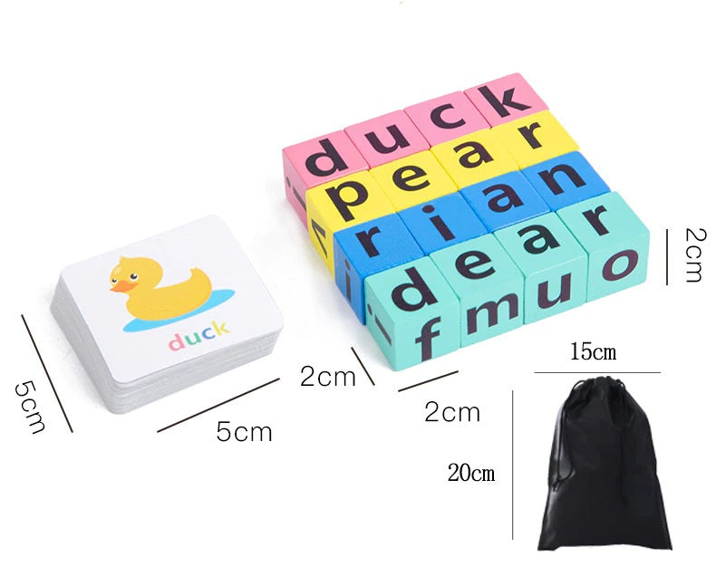 Educatief Spel voor Kinderen Engelse Woorden Houten Blokken Montessori 3+ 1