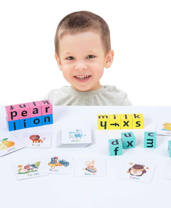 Educatief Spel voor Kinderen Engelse Woorden Houten Blokken Montessori 3+ 3