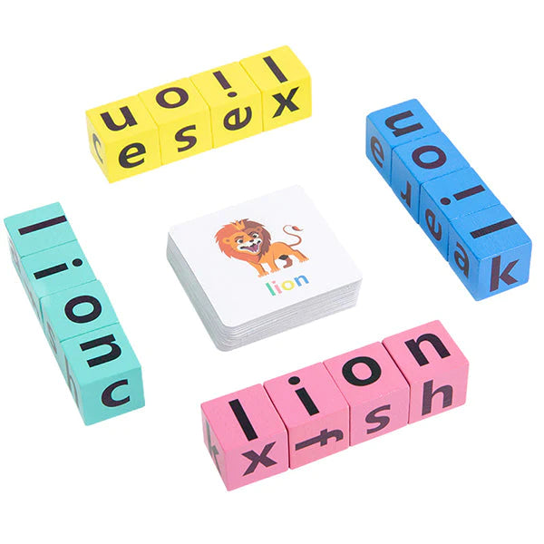 Educatief Spel voor Kinderen Engelse Woorden Houten Blokken Montessori 3+ 6