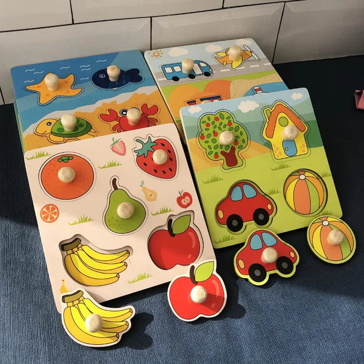 Educatieve Houten Puzzel Kinderen Fruitkennis Hout 14,5 x 14,5 cm 1