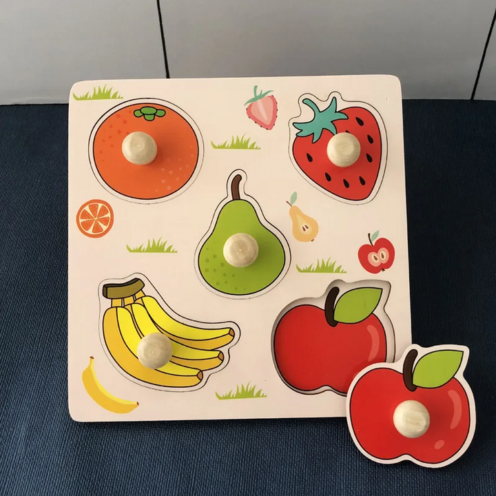 Educatieve Houten Puzzel Kinderen Fruitkennis Hout 14,5 x 14,5 cm 11