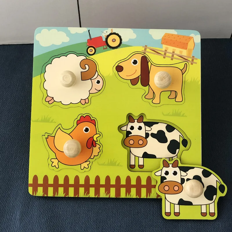 Educatieve Houten Puzzel Kinderen Fruitkennis Hout 14,5 x 14,5 cm 13