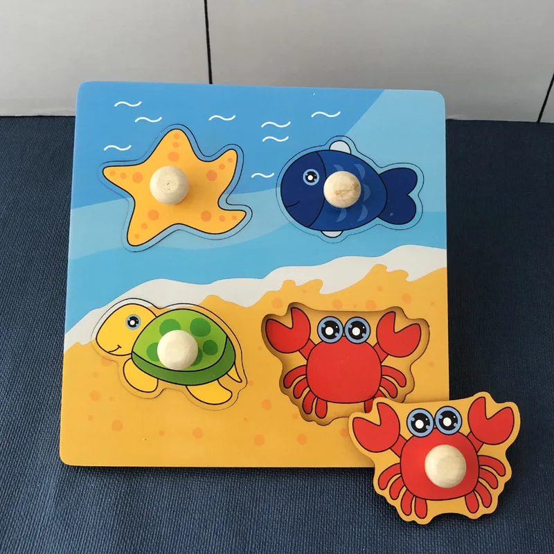 Educatieve Houten Puzzel Kinderen Fruitkennis Hout 14,5 x 14,5 cm 14
