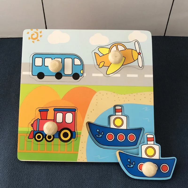 Educatieve Houten Puzzel Kinderen Fruitkennis Hout 14,5 x 14,5 cm 15