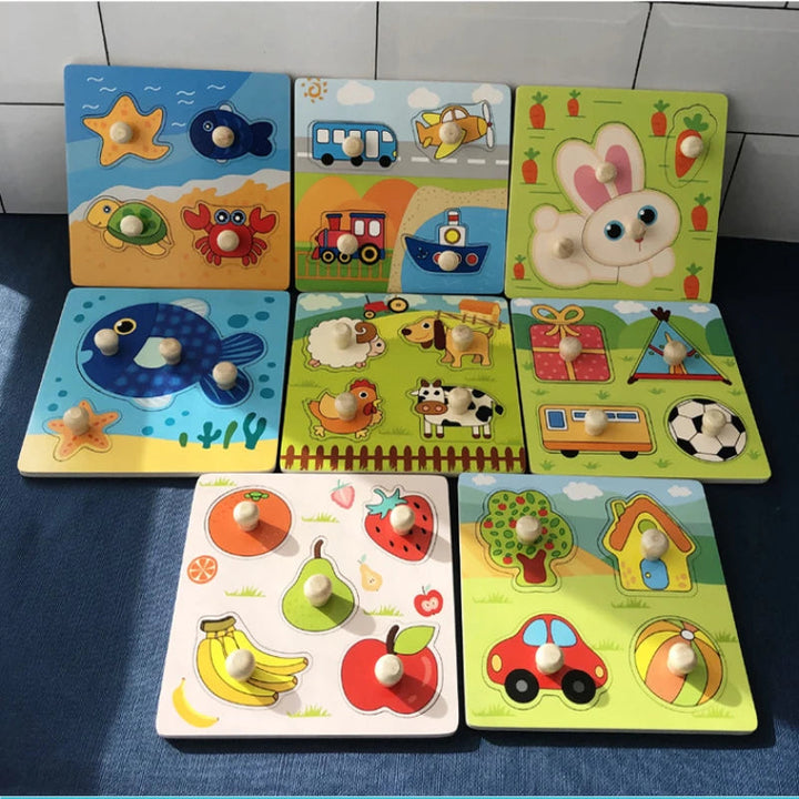 Educatieve Houten Puzzel Kinderen Fruitkennis Hout 14,5 x 14,5 cm 2