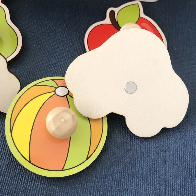 Educatieve Houten Puzzel Kinderen Fruitkennis Hout 14,5 x 14,5 cm 6