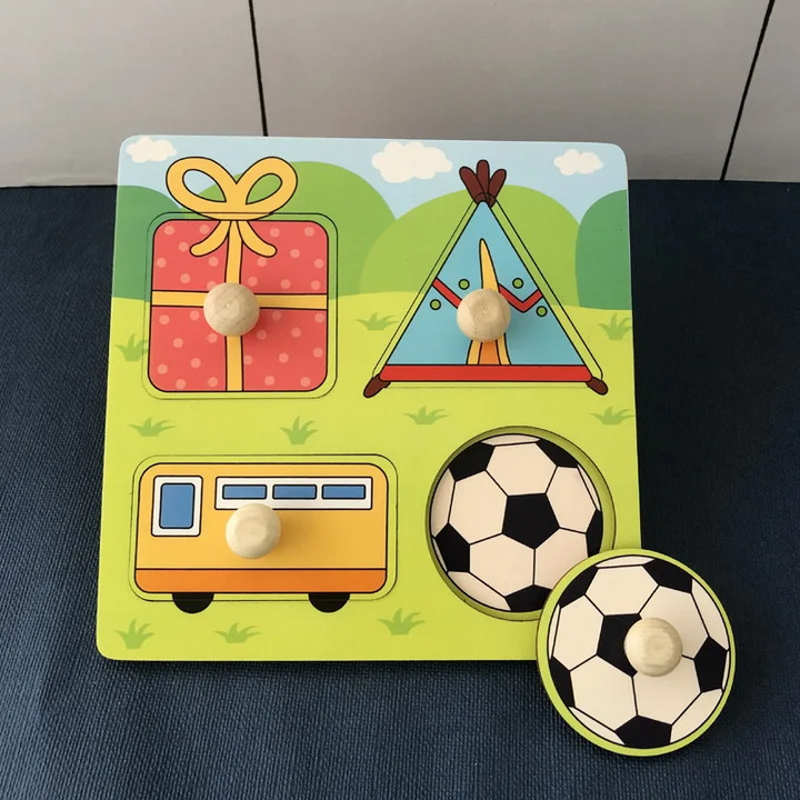 Educatieve Houten Puzzel Kinderen Fruitkennis Hout 14,5 x 14,5 cm 8