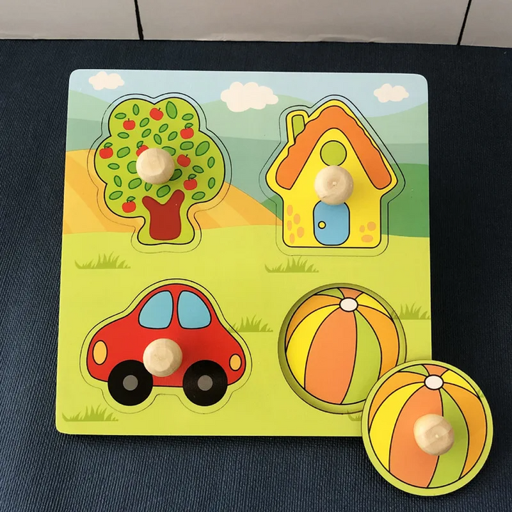 Educatieve Houten Puzzel Kinderen Fruitkennis Hout 14,5 x 14,5 cm 9