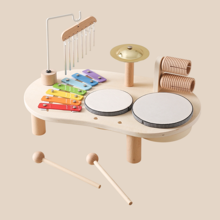 Educational Music Table for Kids Wood Includes Xylophone Drums Cymbals 1