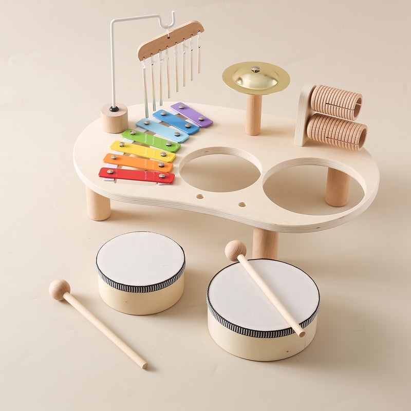 Educatieve Muziektafel voor Kinderen Hout Inclusief Xylofoon Trommels Bekkens 6