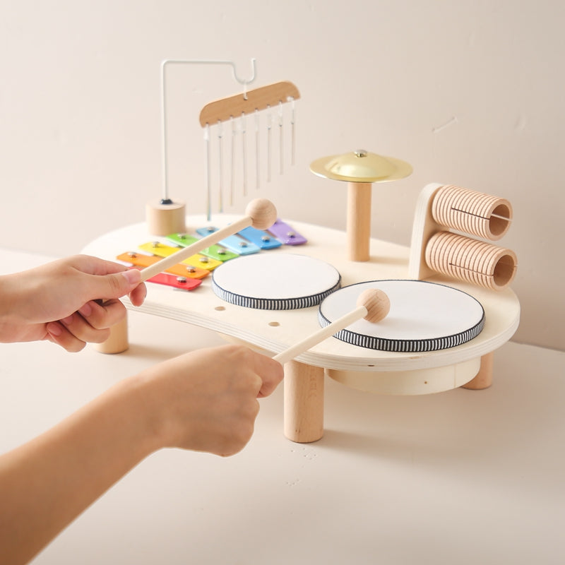 Educatieve Muziektafel voor Kinderen Hout Inclusief Xylofoon Trommels Bekkens 7