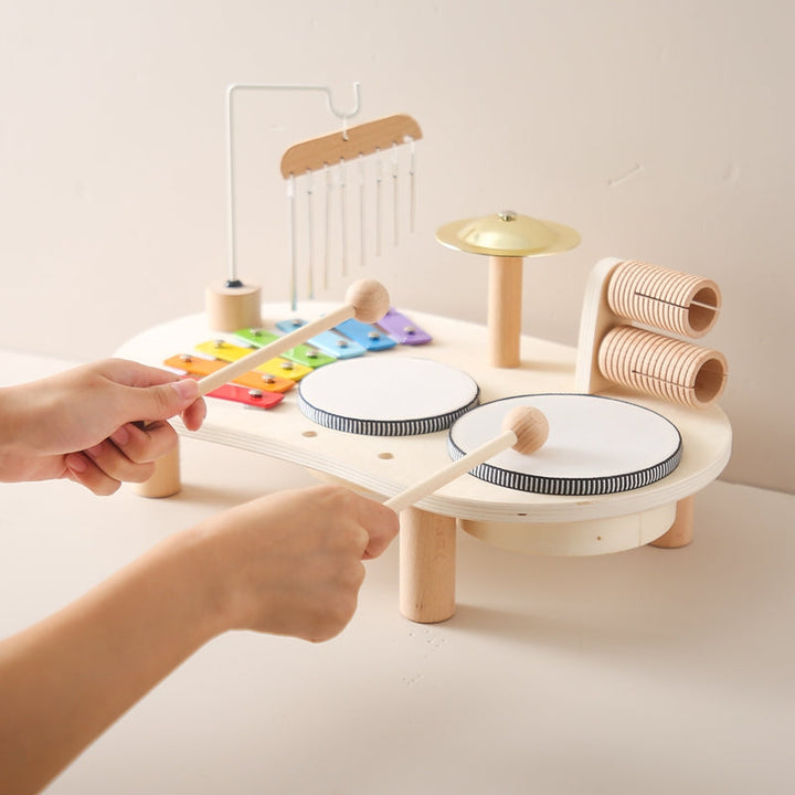 Educatieve Muziektafel voor Kinderen Hout Inclusief Xylofoon Trommels Bekkens 7