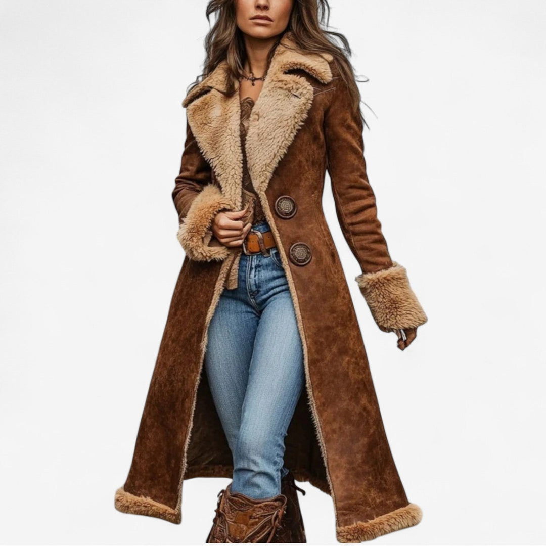Elegant A-Line Long Coat with Plush Lining – Sophisticated Outerwear for Warmth and Style 0