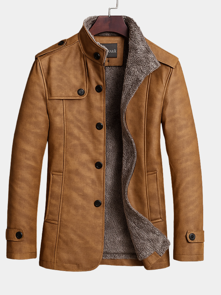 Elegant Men's Coat | Suede Design with Merino Wool Lining – Timeless ...